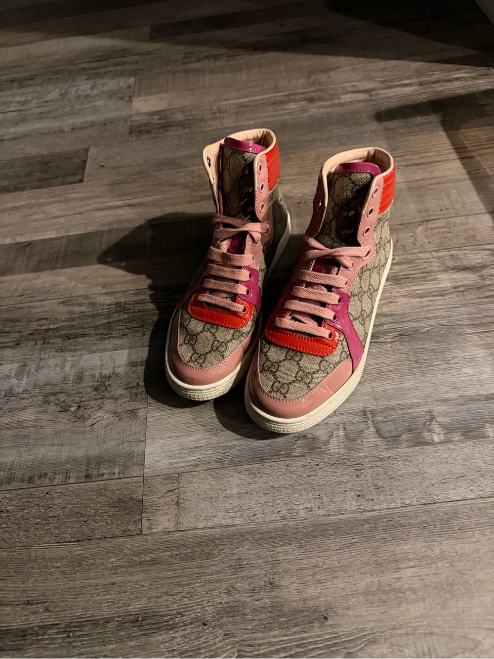 Gucci Multicolor GG Canvas High-Top Sneakers - Pink, Red, Beige